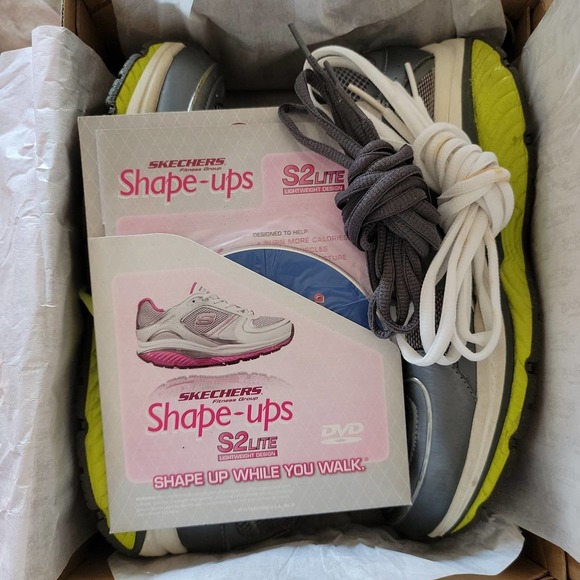 Skechers Shape-ups Sz 8.5 S2 Lite Charcoal/Lime - Picture 10 of 10